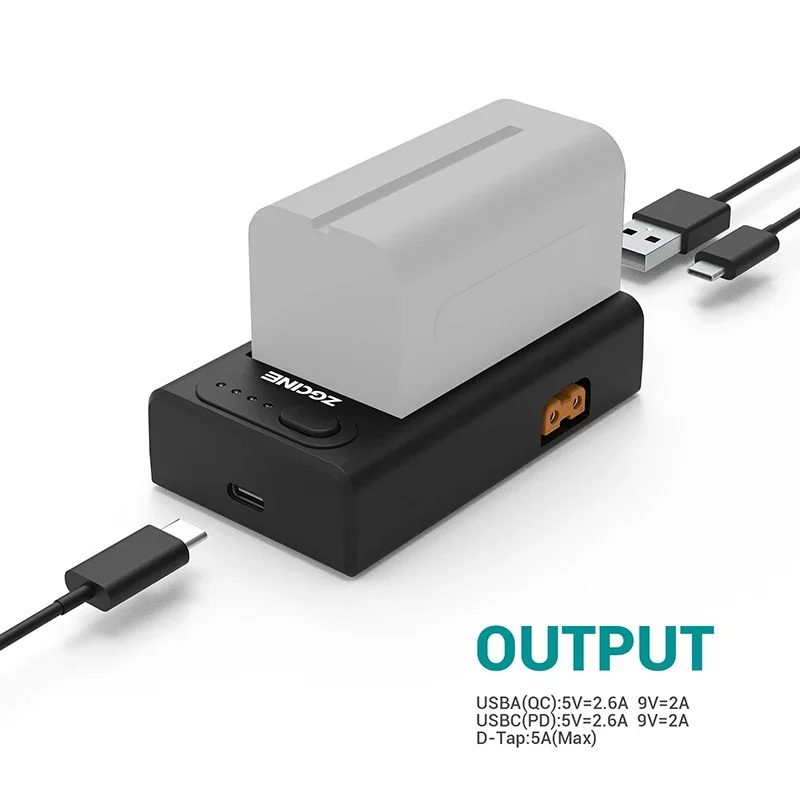 

ZGCINE NPF-01 Быстрое зарядное устройство NP-F970 F960 Литий-ионный аккумулятор Запасной аккумулятор для светодиодных видеоламп, мониторов, камер SONY