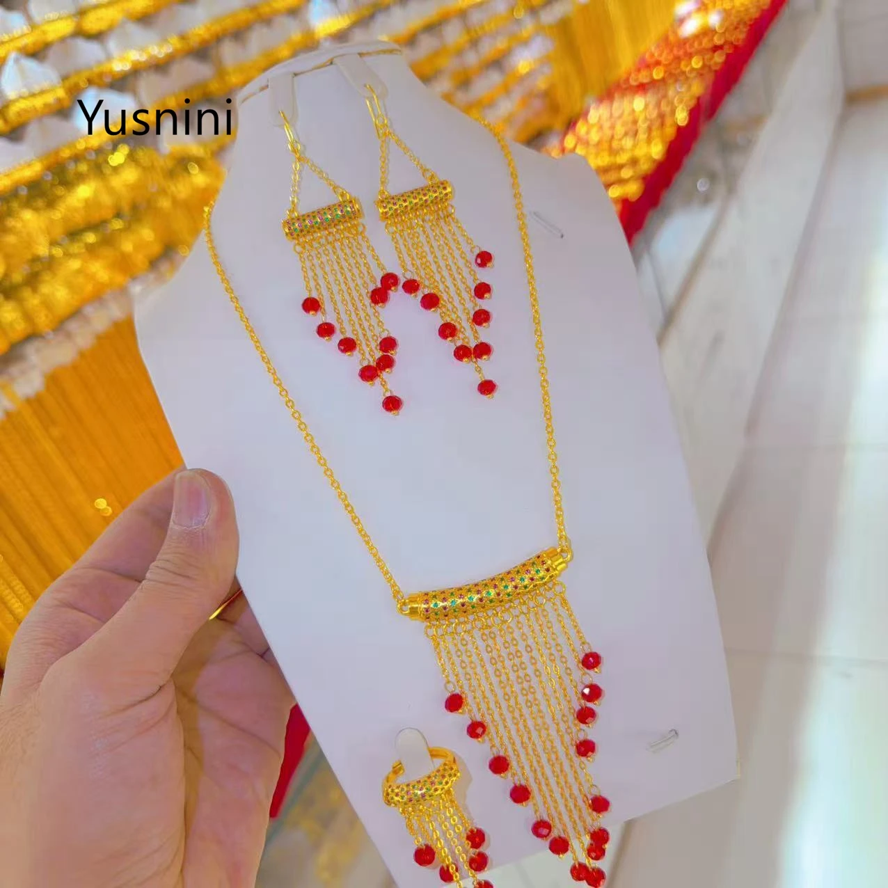 Hot Selling Fashion Women's Jewelry Set 2026 New Dubai 24K Gold-Plated Necklace Ring Earrings Wedding Party Jewelry Set YY10965