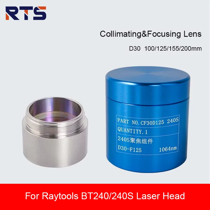 RTS Fiber Laser Raytools Collimator/Focus Lens D30 F100-F200mm with Lens Holder for Raytools Laser Cutting Head BT240 4KW