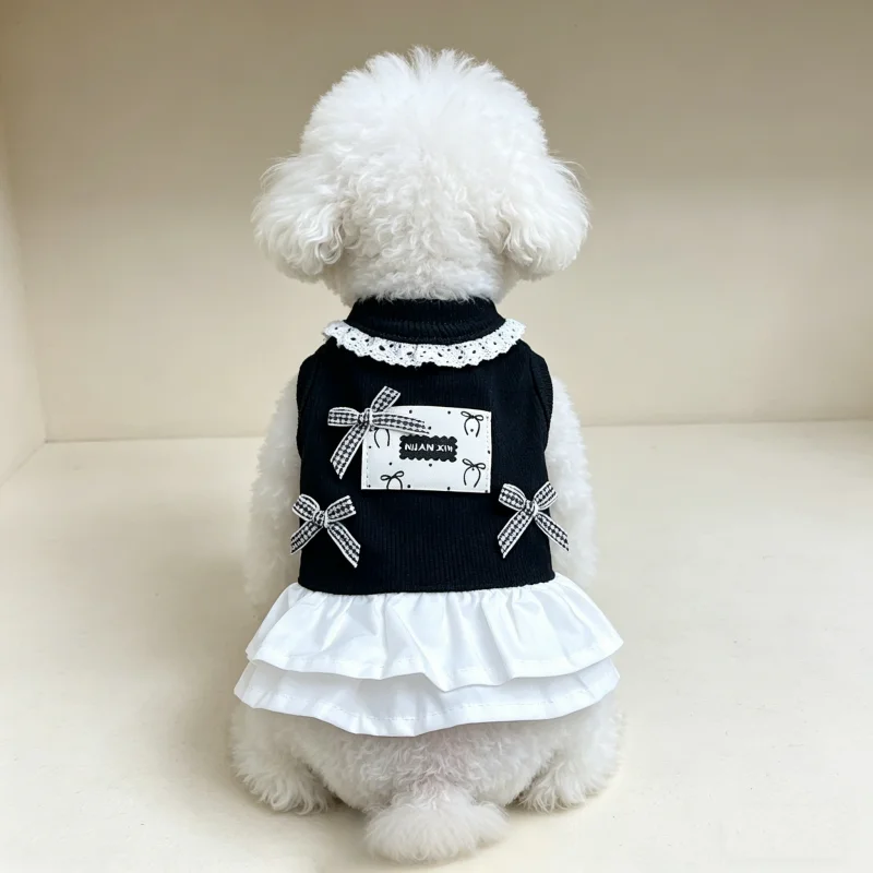 Thin Dog Summer Clothes Luxury Dog Dress Bow Lace Skirts Cotton Pet Costumes Chihuahua Bichon Cooling Dog Vest Puppy Clothing