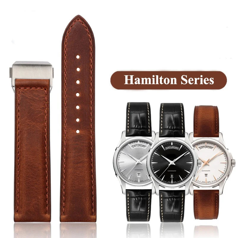 

20 22mm High Quality Genuine Leather Watchband Bracelet for Hamilton Khaki Aviation Classic Khaki Field Collection Series Strap