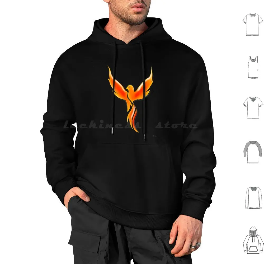

Толстовка с капюшоном Phoenix из хлопка с длинными рукавами Phoenix Phoenix Rising Flame Flames Flaming Flaming Phoenix Phoenix Pattern Fire