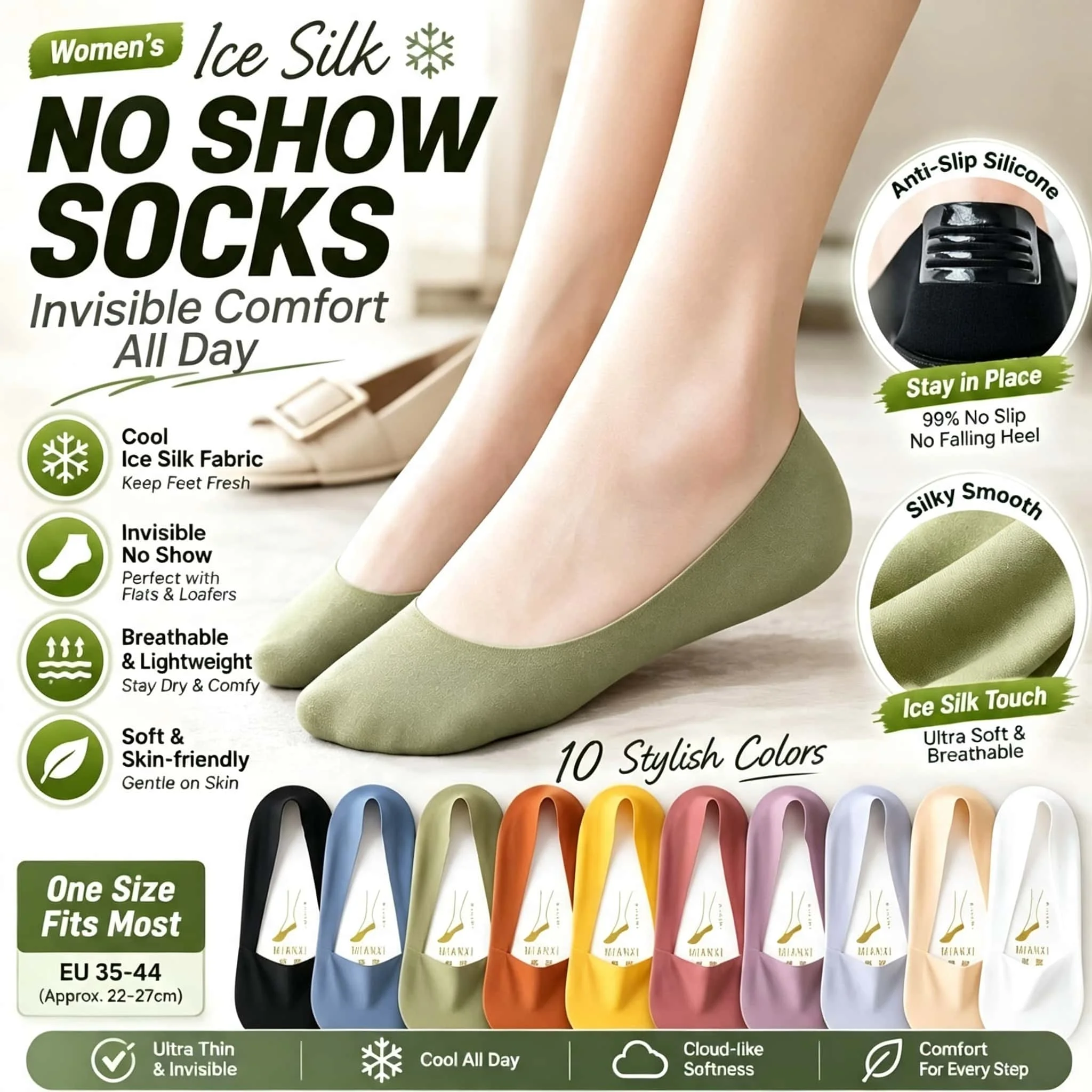 Random 4-pair set of women's summer thin boat socks, non-slip sole, no-show socks, low-cut invisible socks, trendy and seamless