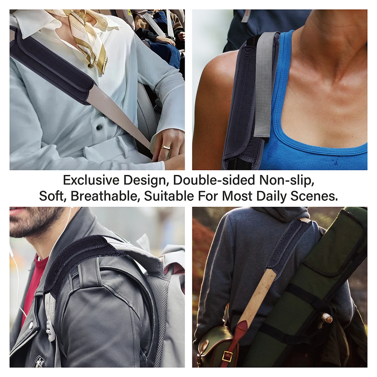 2er-Pack rutschfeste Universal-Schulterpolster, dicke Rucksackgurtpolster für Umhängetaschen, Gitarrengurte, Computertaschen usw., Remova – Detail 4