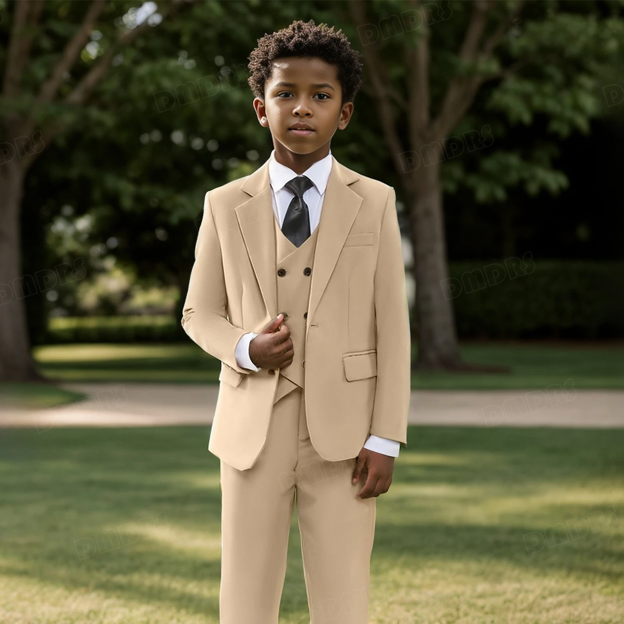 3-14 Years Kids Suits 7 Days Delivery Boy's Fashion Solid Suit Set Blazer Vest Pants One Button Child Prom Dress Tuxedo Set