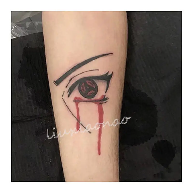 

Anime Bloodshed Eye Temporary Tattoos Cartoon Girl Transfer Tattoo Arm Hand Body Art Waterproof Fake Tatoo Sticker for Woman Men