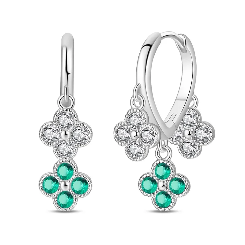 New 925 Sterling Silver Sparkling Zircon Four-Leaf clover Women Earrings Brilliant Wedding Engagement Star Earrings Jewelry Gift image 18