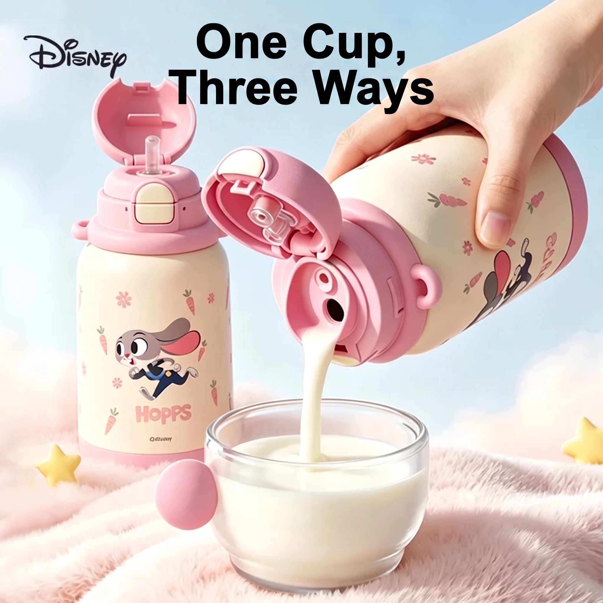 Disney Zootopia Three Drink Insulated Cup Children's High Beauty Straw Cup Large Capacity 316 Stainless Steel Cup view 2
