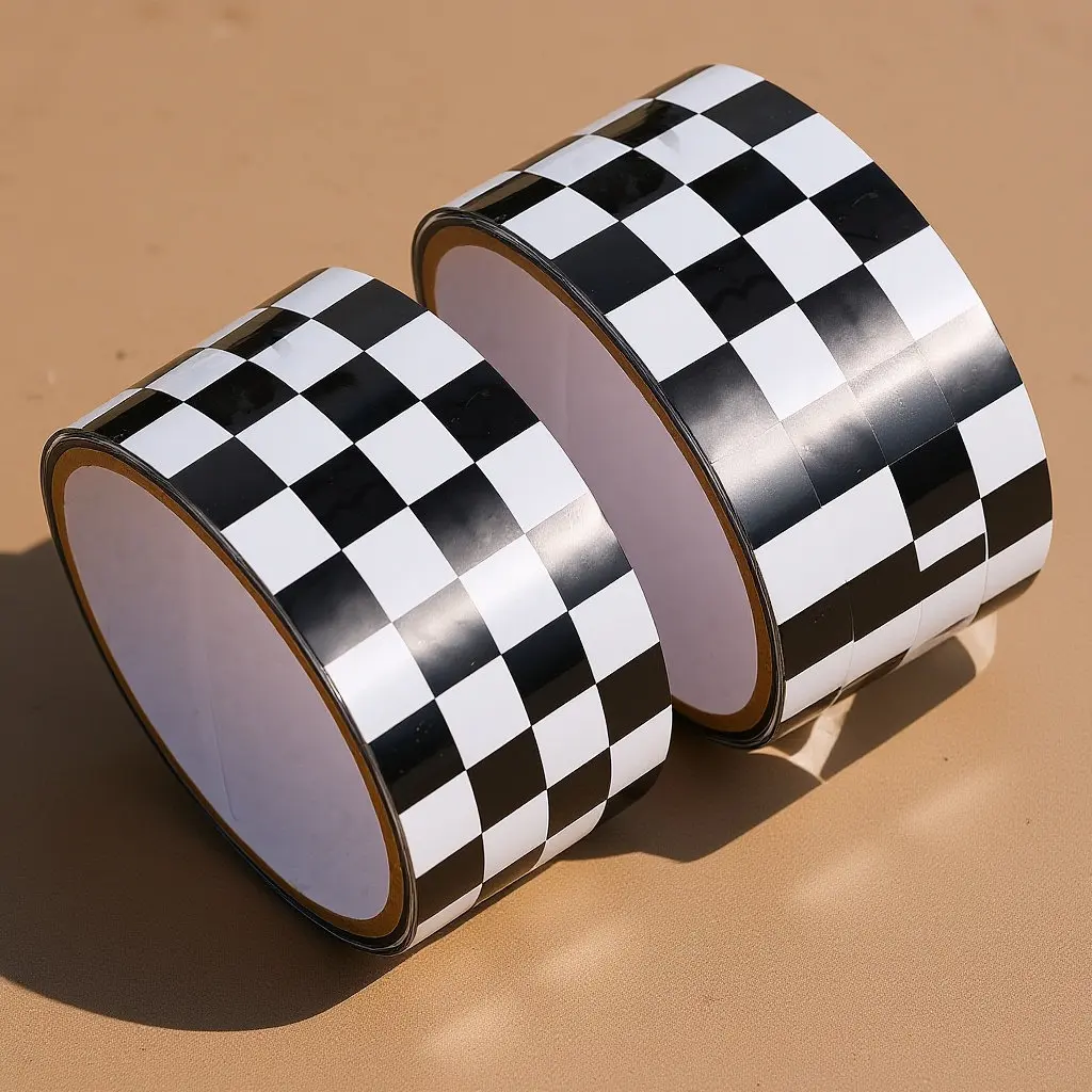 2-rolls-checkered-bulletin-board-border-tape-bopp-material-strong-tensile-strength-quick-stick-adhesive-tape-for-packing