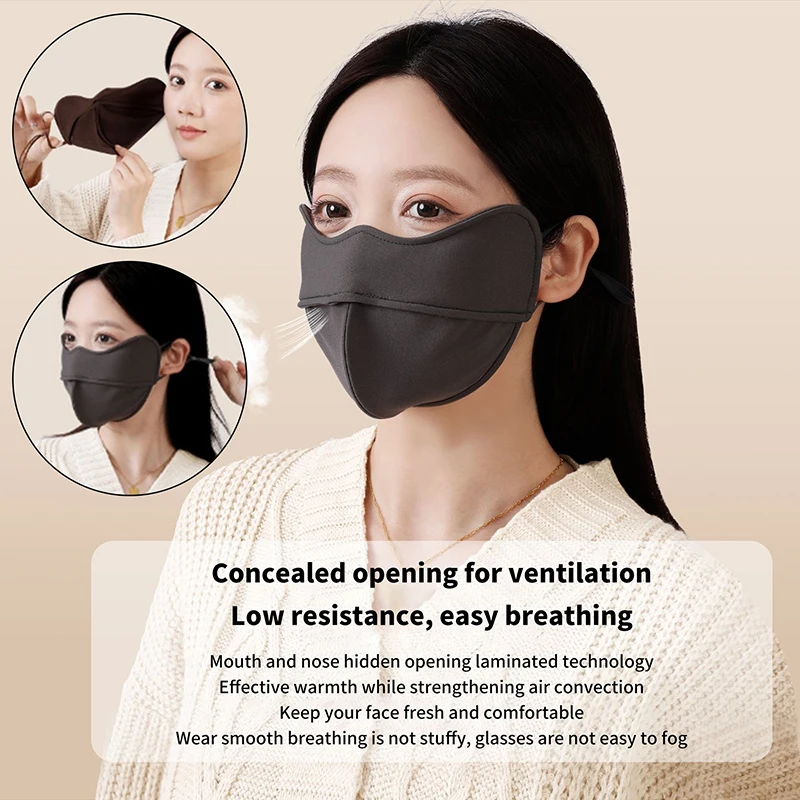 

Winter Women Warm Face Eye Corner Protection Solid Windproof And Breathable Soft Cover Anti-UV For Cycling