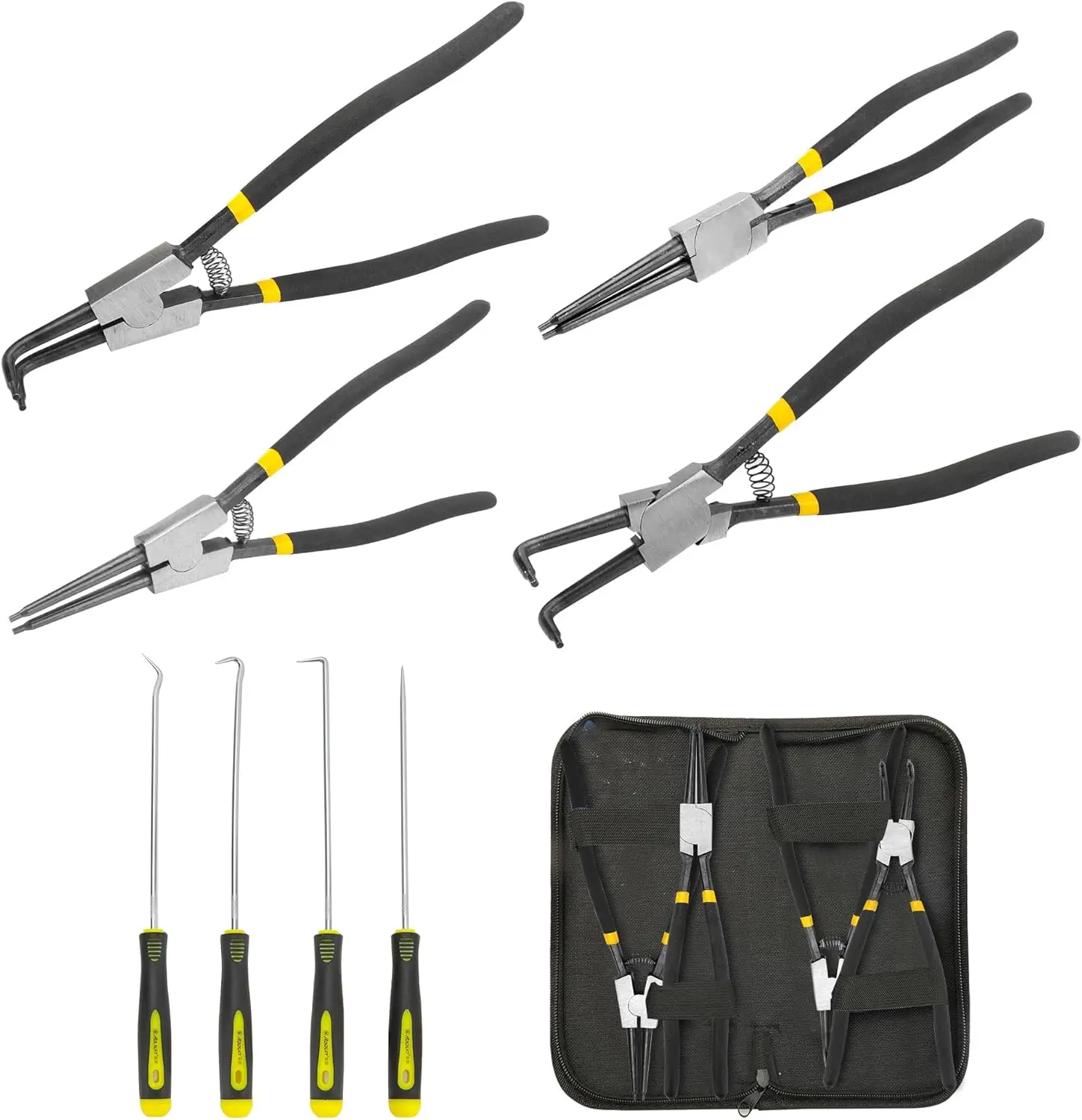 

8 Pcs Extra Long Snap Ring Pliers Set, 13' Heavy Duty Circlip Tools for Internal/External C Clips