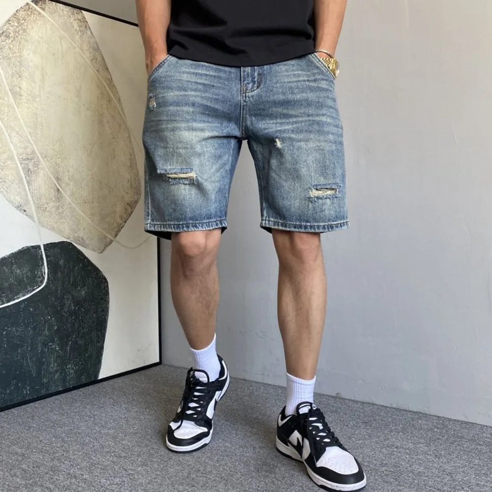 Pantaloni da sesso con apertura sul cavallo all'aperto Pantaloncini di jeans maschili Pantaloni hotpants esotici da uomo Cargo Jeans strappati Tuta cargo Coppia Casual Streetwear