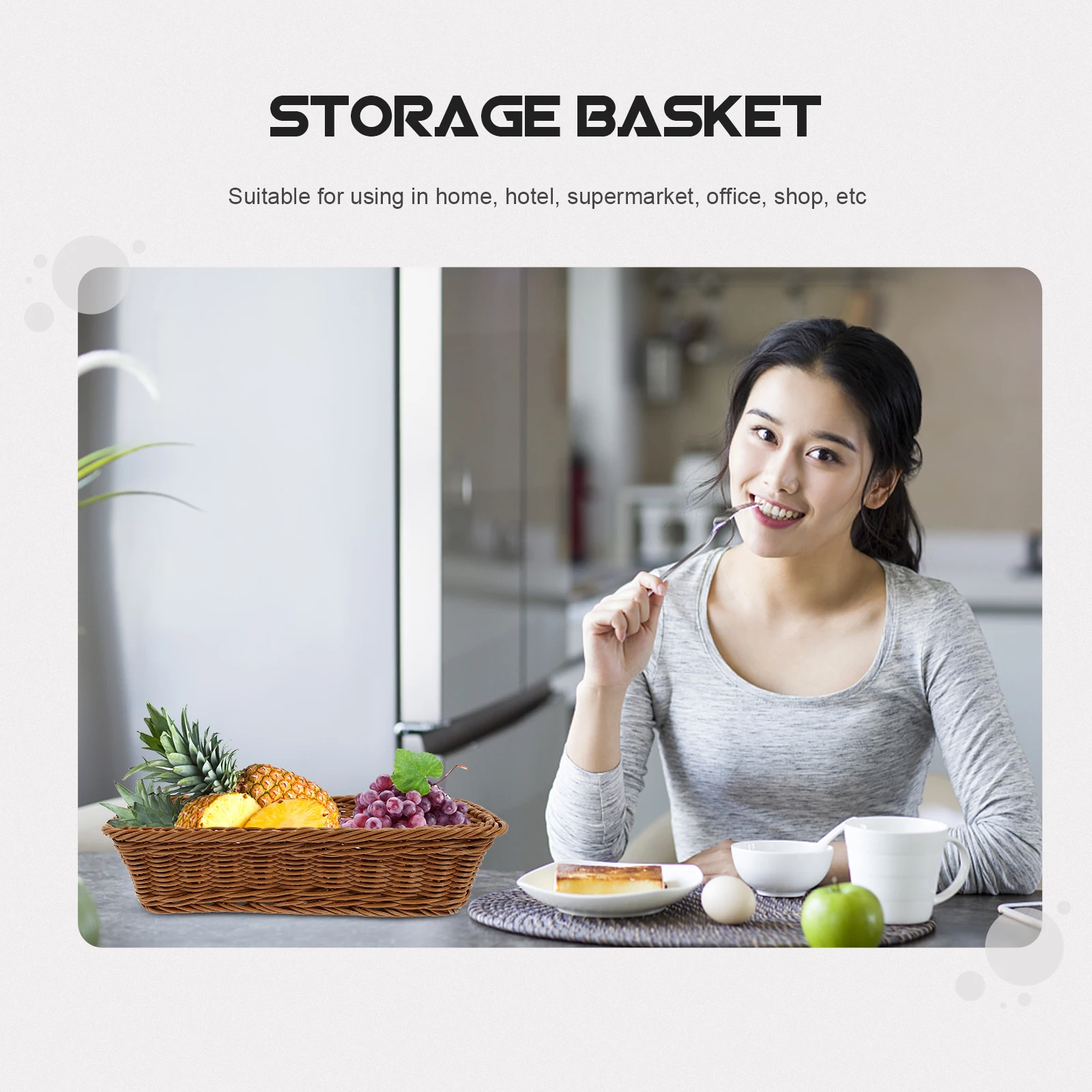 

1pc Light Brown Fruit Snacks Basket Kitchen Organizer Storage Holder For Home Hotel Supermarket Bread Fruits