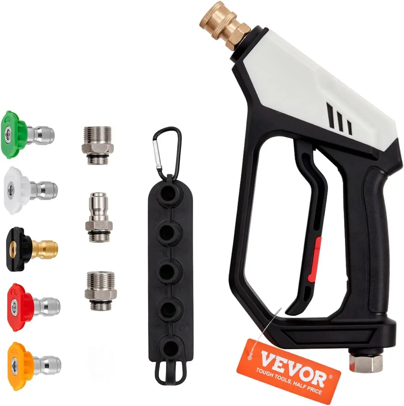 

Short Pressure Washer Gun, 5000 PSI High Power Washer Spay Gun, M22-14,15mm / 3/8'' Inlet & 1/4'' Outlet, Pressure Washer