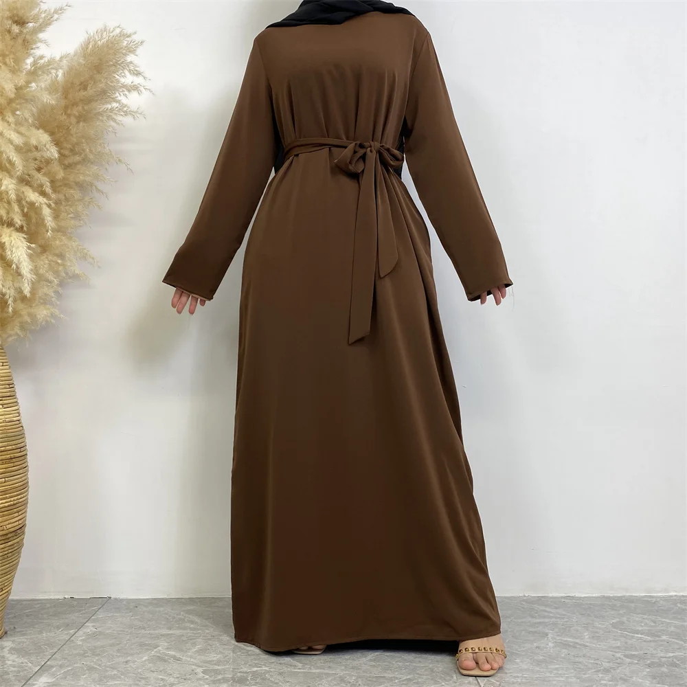 عباية إسلامية موضة جديدة فستان ساخن تركيا العربية دبي رداء بلون سادة مع جيوب فستان نسائي طويل 78