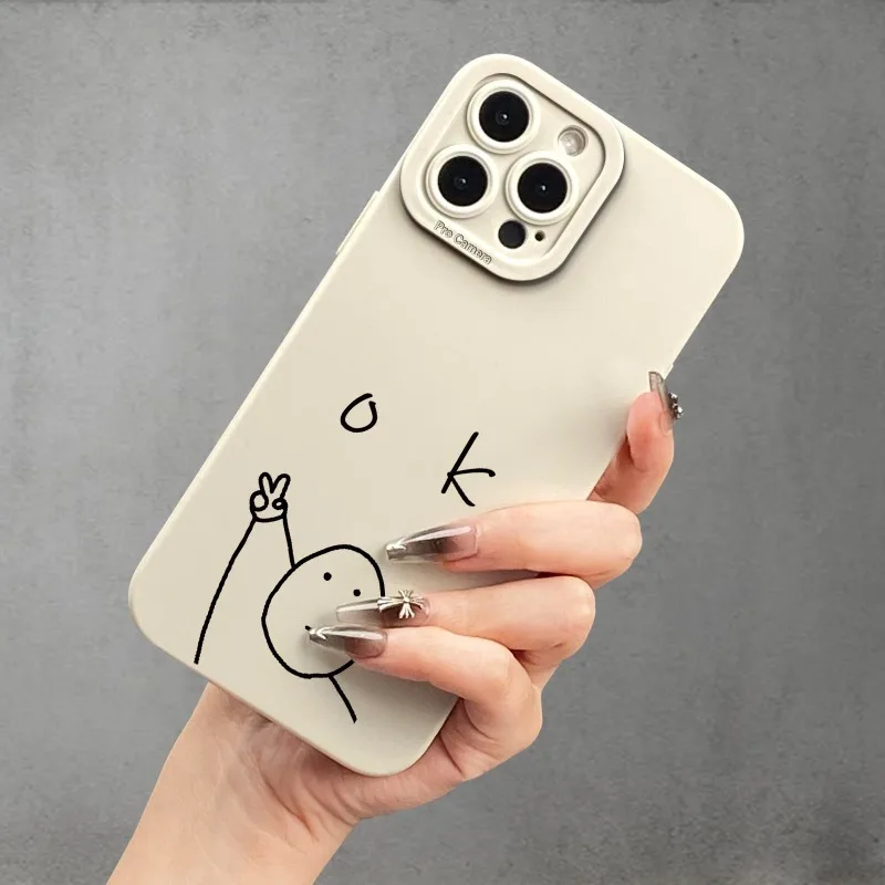 حافظة هاتف بسيطة من Line Art OK مناسبة لهاتف iPhone 17 16 15 14 13 12 11Pro/ Max/Plus غطاء خلفي مضاد للسقوط والصدمات #2