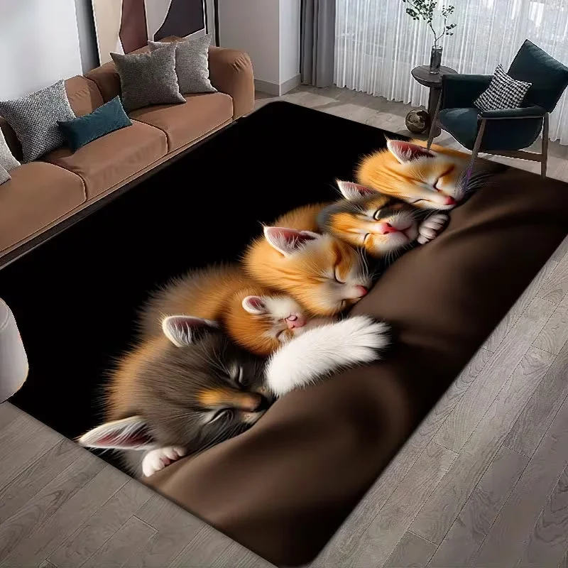 Cute Cat Soft Carpet Living Room Sofa Rug Home Decor Bedroom Bedside Mat Kitchen Dining Table Floor Cover Non Slip