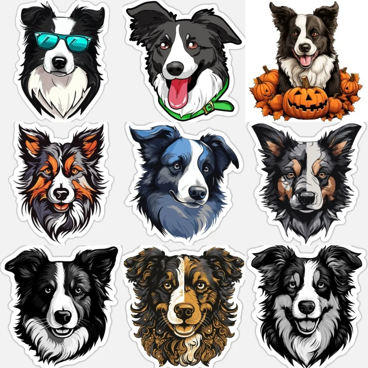 Border Collie Dog Cute Creative Stickers Wall Room Truck Motorcycle Car Bicycle Box Table Off-road Camper PVC Decal Accessories