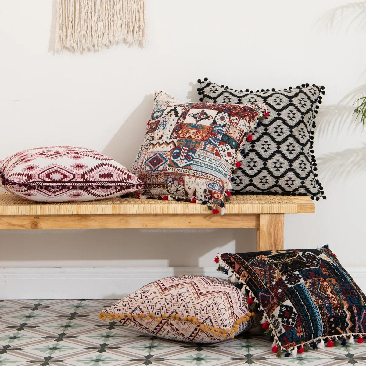 Morocco Cushion Cover 45x45 Nordic Style Tassel Throw Pillow Cover for Couch Sofa Living Room Pillowcase Home Decoration Vintage