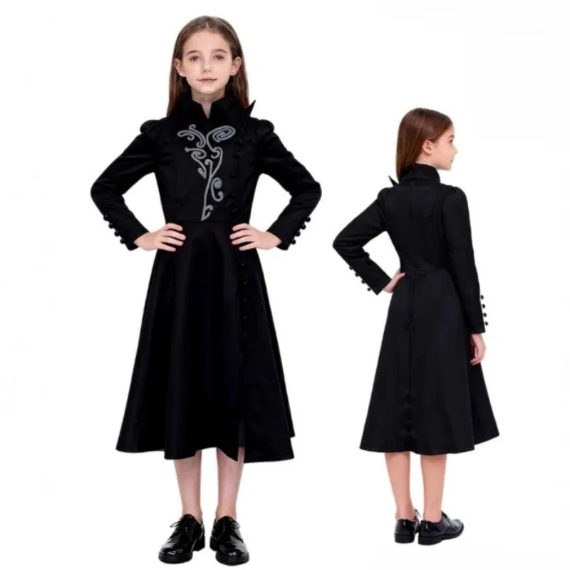 

Movie Wizard Cosplay Elphaba Costume Long Dress Witch Cos Medieval Retro Dresses for Girls Role Play Outfit Halloween Party