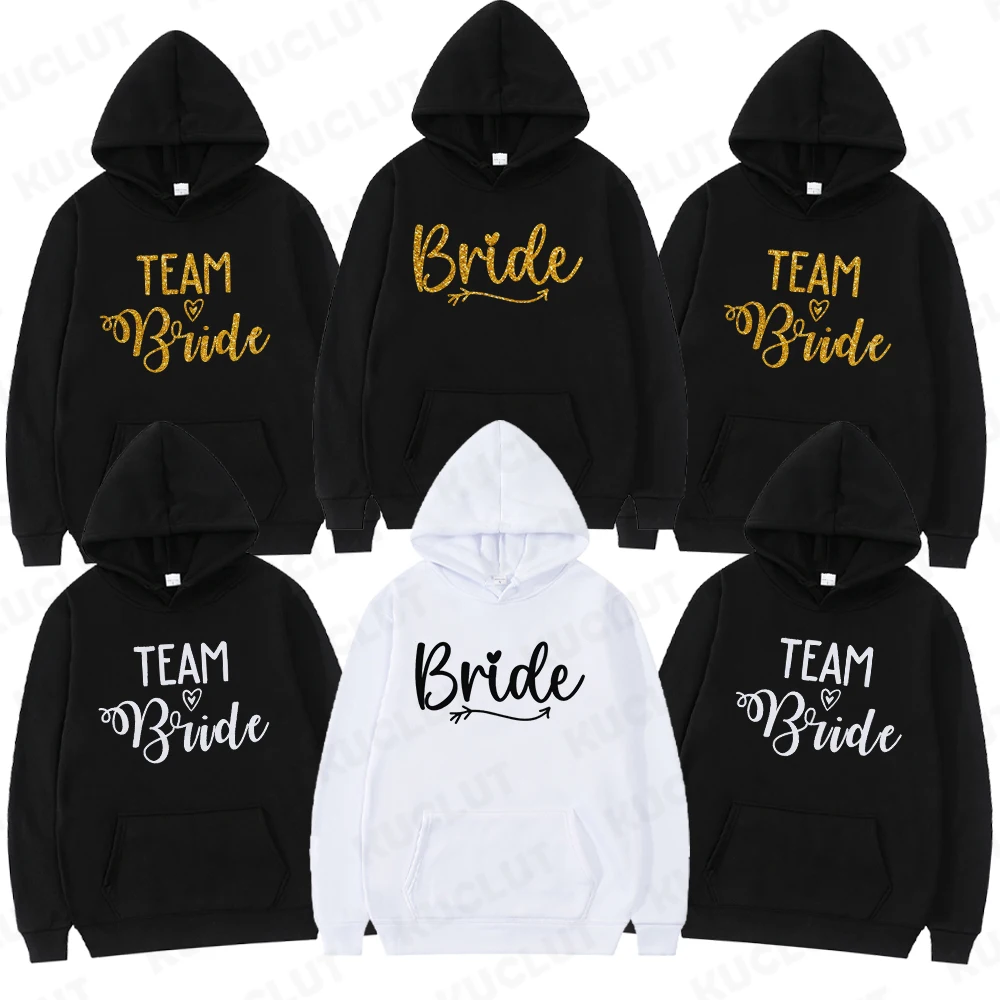 

Team Bride Print Women Hoodies Harajuku Oversize Hoody Fashion Loose Clothing Comfortable Sweatshirt Bride Bridesmaid Hoodies