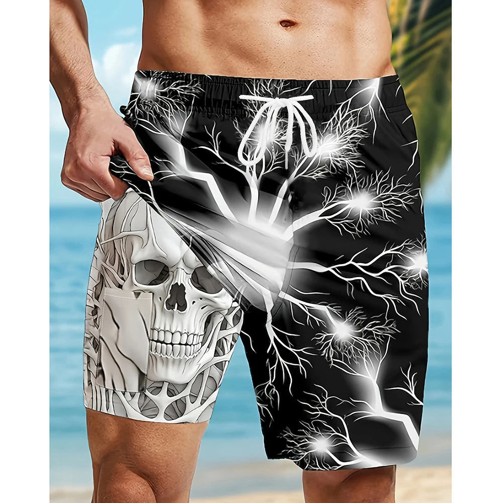 New Fashion Loose Straight Polyester Shorts For Men Summer Vintage Pattern Printing Shorts Daily Leisure Mens Breathable Shorts