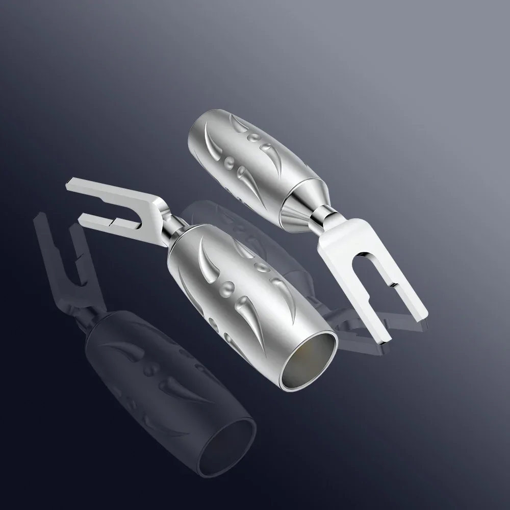 Viborg VS701R Pure Copper Rhodium Plated Spade Speaker Terminal Cable Plug Y-Shape Connector for Audio Wiring