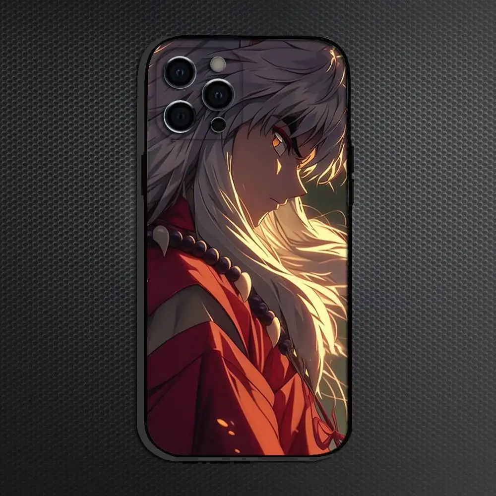犬夜叉 コミック アニメ スマホケース iPhone 16,15,14,13,12,11 Plus,Pro Max,その他対応 ソフトブラックカバー