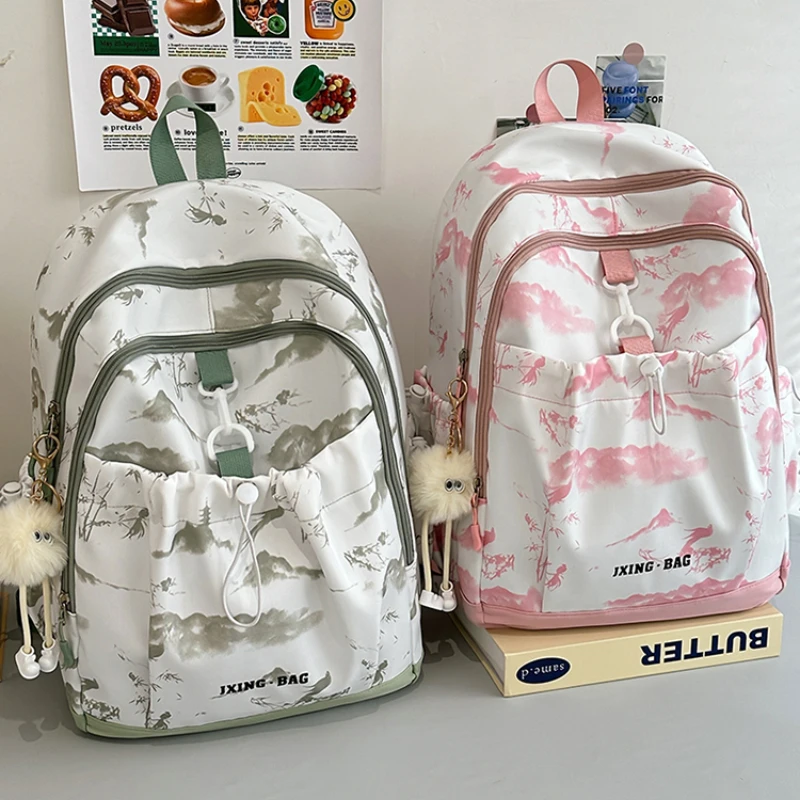 Saco de viagem de nylon com zíper, pacote escolar prático, mochila versátil, grande capacidade, venda quente, moda