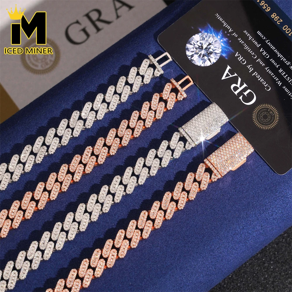 

Icedminer 10mm High-Quality Moissanite Diamonds Cuban Link Chain Iced Out Necklaces For Men Women S925 Silver Choker Pass Tester