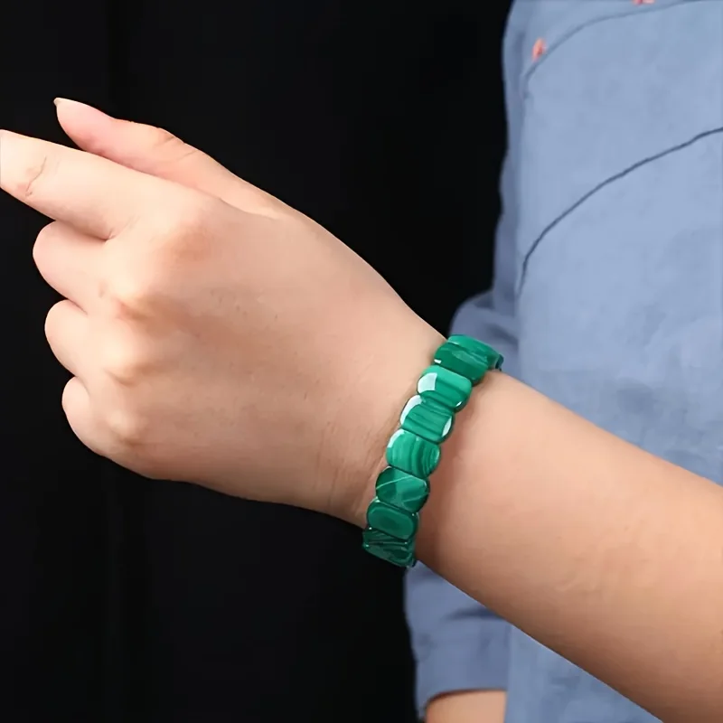 

Ювелирные изделия ручной работы из натурального малахита, кристалл, грубый камень, многослойный узор, модные аксессуары, браслеты и праздничные подарки