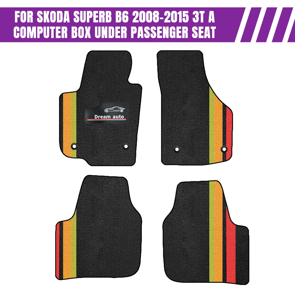Car Mats With Buttons For Skoda Superb B6 2008–2015 3T A Computer Box Under Passenger Seat Car-Specific Mats Floor Mats