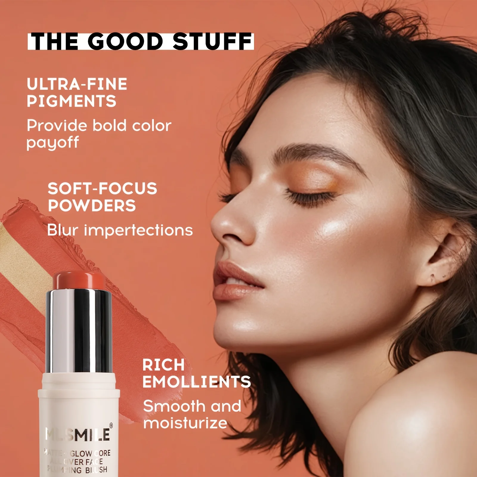 Double Shade Cream Blush Stick, 2 em 1, impermeável, duradouro, fácil de aplicar, Soft Glow Core