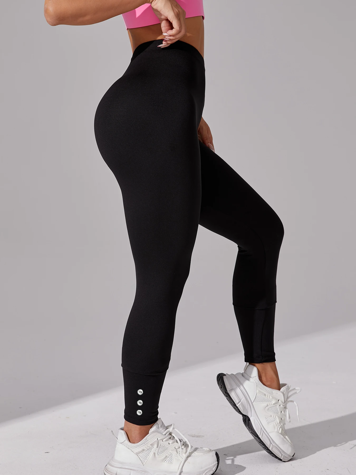 

Women's Super Soft Leggings With Side Button Detail, High Stretch No SeeThrough Workout Running Yoga Athletic Capri Leggings