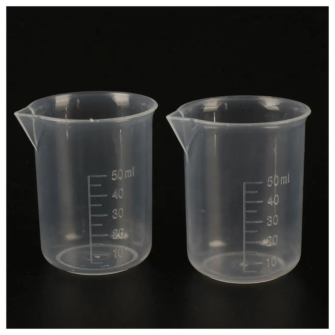 2 pcs 50 ml laboratory plastic water liquid measuring cup Transparent