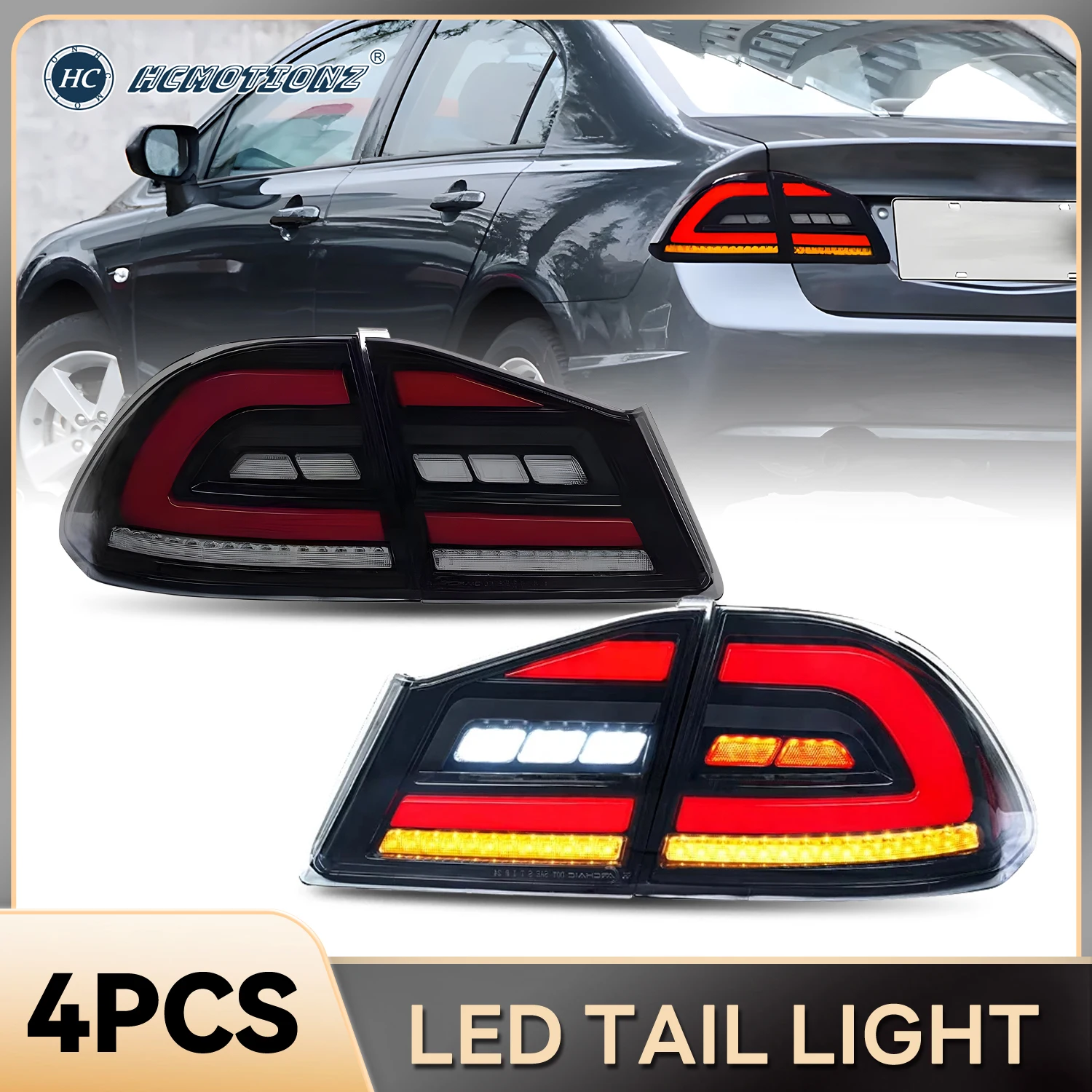 HCMOTIONZ LED Tail Light for Honda Civic 2006-2011 8th gen Start UP Animation Rear Lamp Assembly 8th gen FD2 FD3 Sedan/Type R