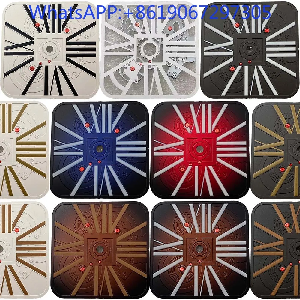 NH35/36/38/70 자동 무브먼트 모드 부품 nh35 케이스에 적합한 빈티지 매트 질감 스퀘어 중공 다이빙 시계 다이얼