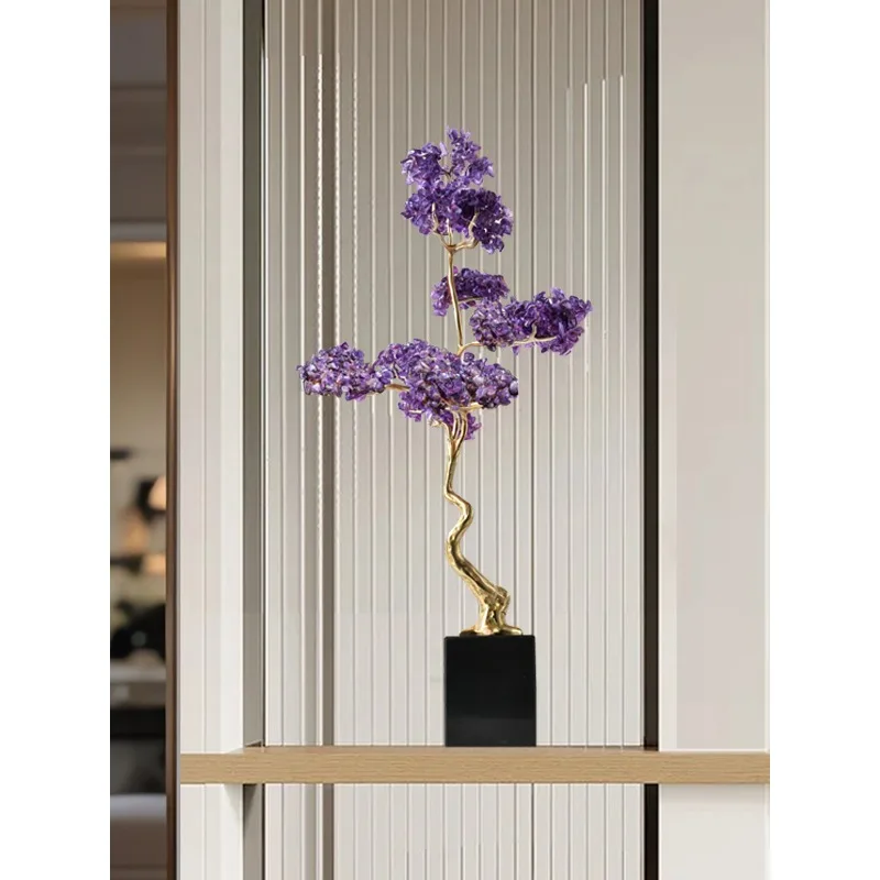 Living room entrance decoration light luxury high-end amethyst fortune tree ornament