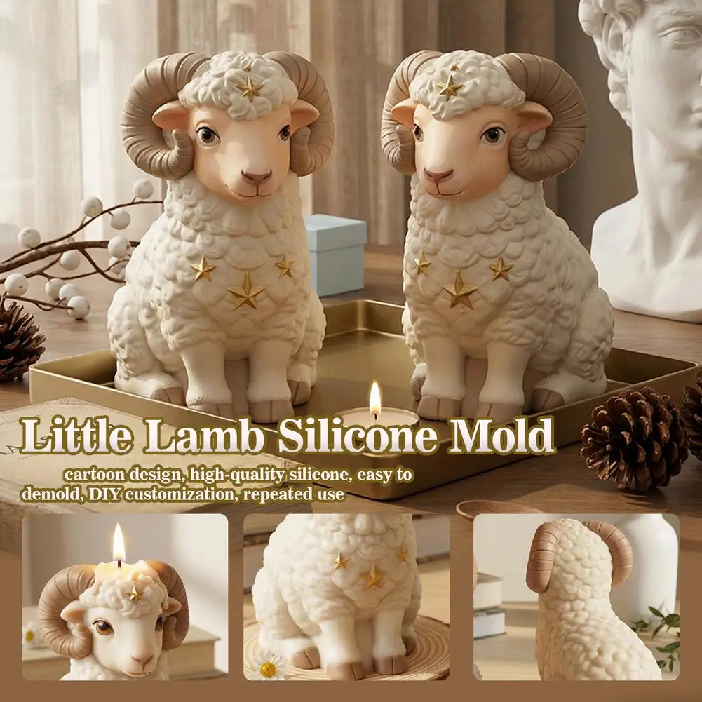 Squatting Sheep Candle Molds, 3D Cute Animal Silicone Mold for DIY Soap Candle Plaster Epoxy Resin Handmade Ornament