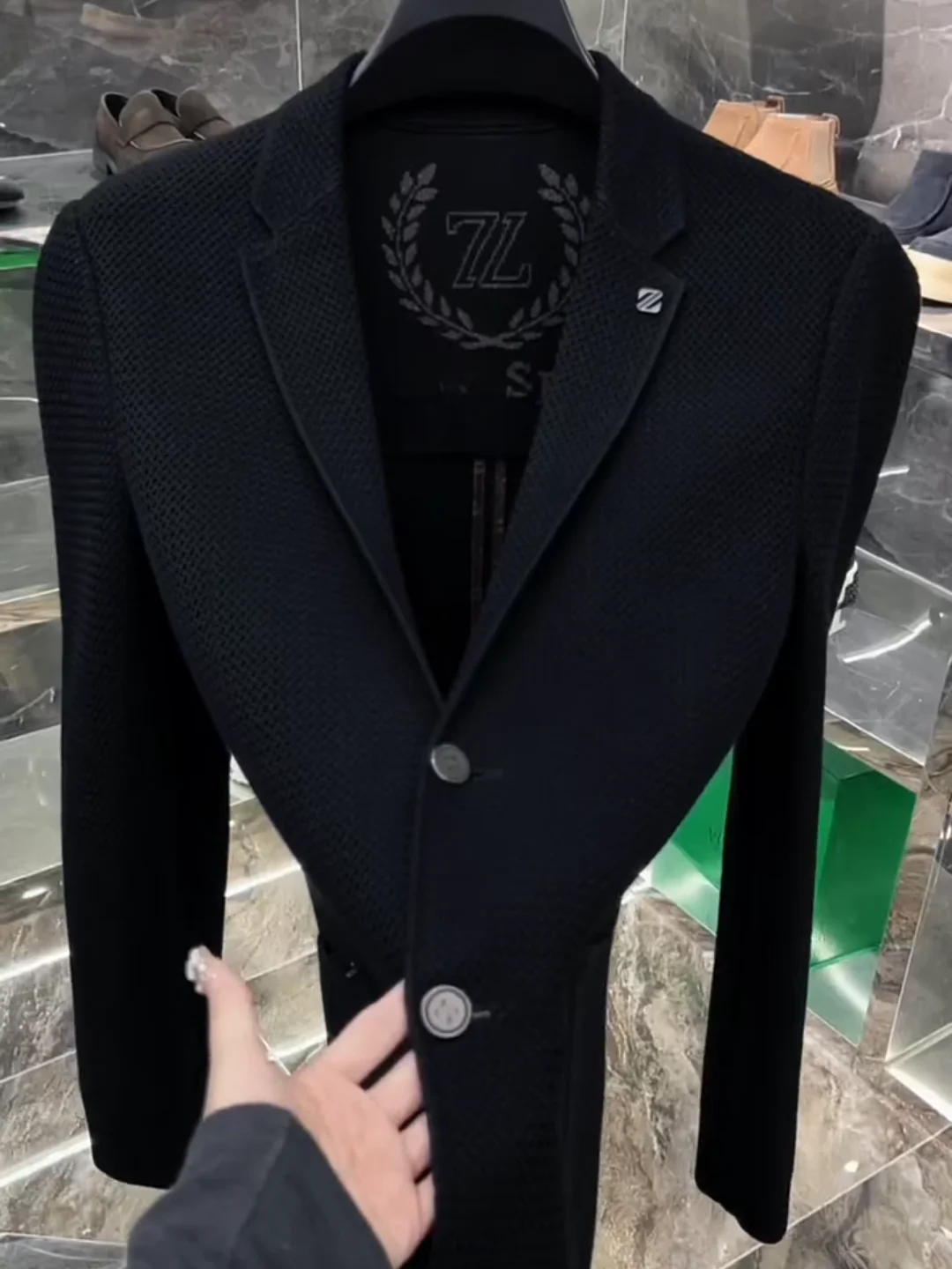 

Faionable Knitted Men's Suit Spring Autumn New Arrival Sli Comfortable Versatile Busin Casual Stand Fit Long Sve