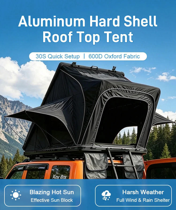 オールシーズン対応 2人用 ワイルドランド 4x4車用 アル - Roof Top Tent Hard Shell 2 Person のレビューと価格