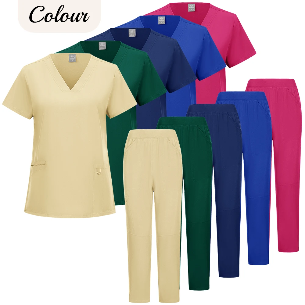 conjunto-de-uniforme-medico-de-alta-qualidade-para-sala-de-operacoes-camisetas-de-manga-curta-acessorios-para-enfermeiras-calcas-e-scrubs