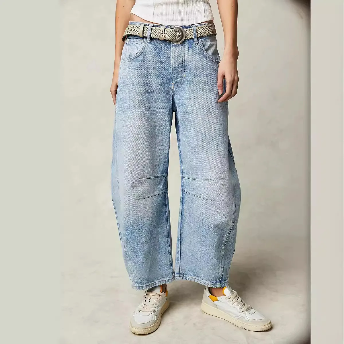 

2025 Fashion Casual Women's Loose Wide-leg Pants Washed Denim Trousers