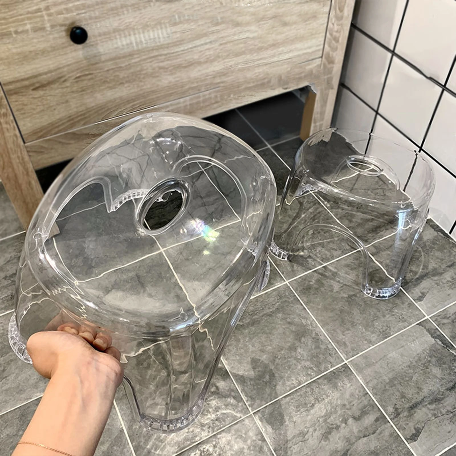 Acrylic Bathroom Stool Shoe Foot Rest Non Slip Shower Stool Bench Shoe Change Stool Household Transparent Seat for Living Room