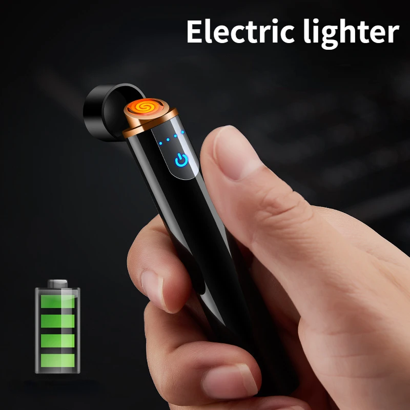 New Mini Cylindrical Electronic Tungsten Lighter USB Rechargeable Flameless Lighter Smart Fingerprint Ignitor Men Gift Gadget