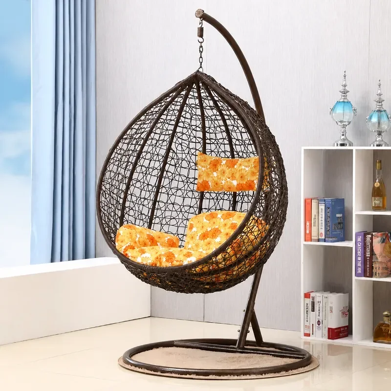 YAO Outdoor Rattan Hanging Chair Blue Swing for Home Balcony Living Room Courtyard Floor Lazy Leisure Bird Nest Basket Seat