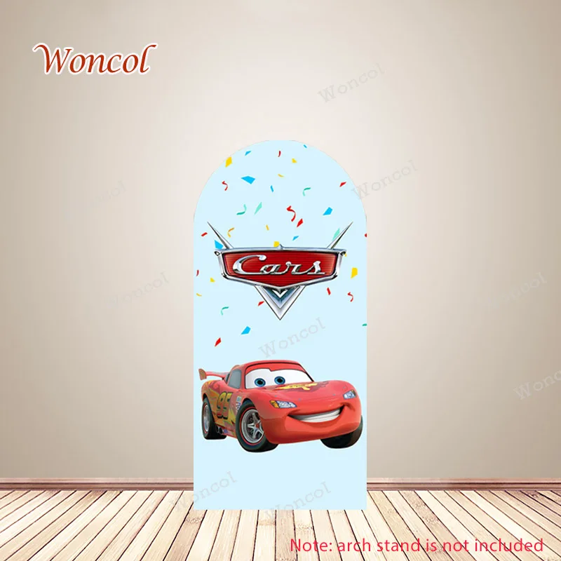 Cubierta de arco de coches relámpago McQueen telón de fondo Mater cumpleaños infantil cubierta de arco de doble cara accesorios de decoración de fiesta