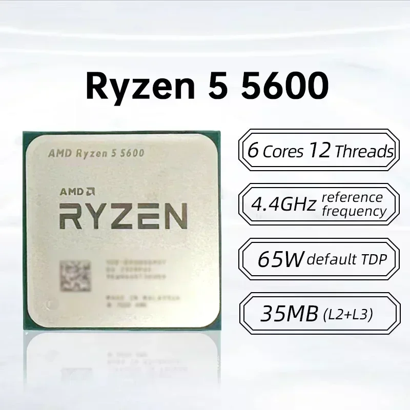 AMD Ryzen 5 5600 R5 5600 for Gaming Office Work 6 Cores 12 Threads 3.5GHz AM4 65W Desktop CPU