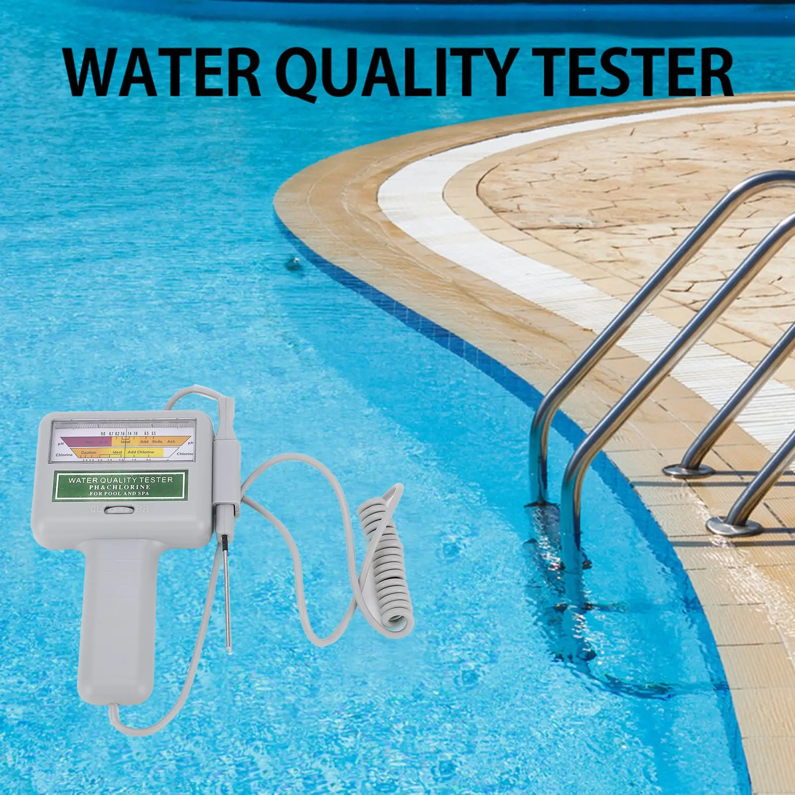 Portable PH Tester Chlorine Meter Swimming Pool Spa Water Quality Monitor Checker