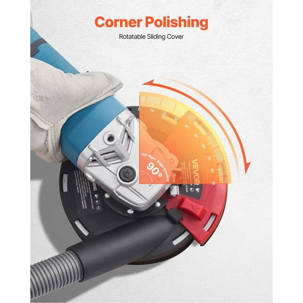 Cobertura de poeira para moedor de ângulo, acessório de vácuo de 4 a 5 polegadas com 6 arruelas de fixação para corte limpo